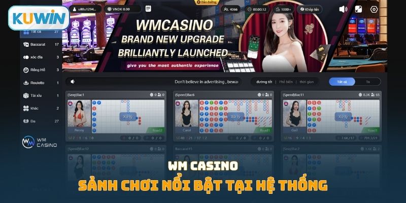 Sảnh chơi WM Casino nổi bật tại hệ thống